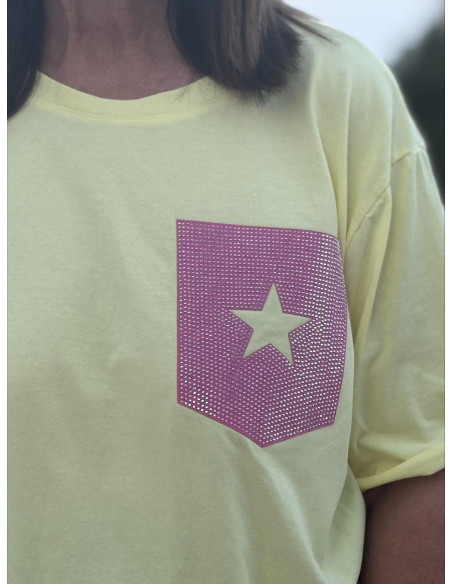 Camiseta amarilla strass estrella