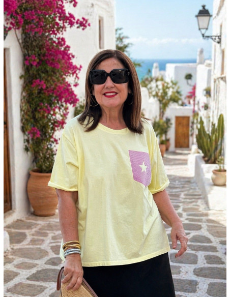 Camiseta amarilla strass estrella
