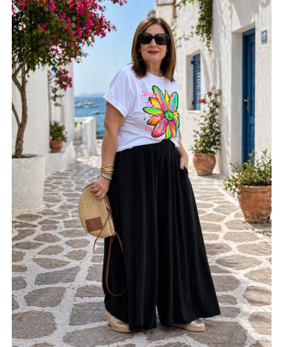 Camiseta blanca margarita flúor peace 2