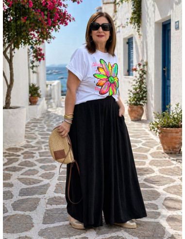 Camiseta blanca margarita flúor peace