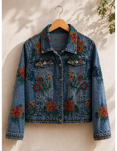 Cazadora vaquera bordada con lentejuelas