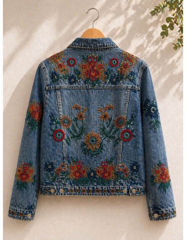 Cazadora vaquera bordada con lentejuelas