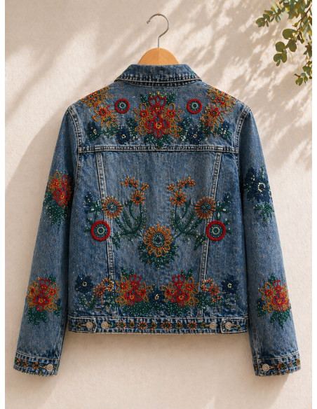 Cazadora vaquera bordada con lentejuelas