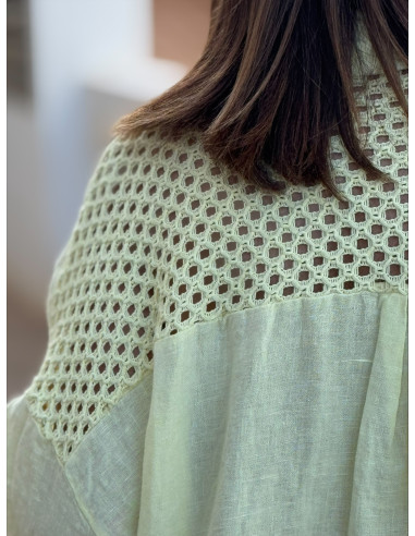 Vestido Camisero de Lino con Corazones de...