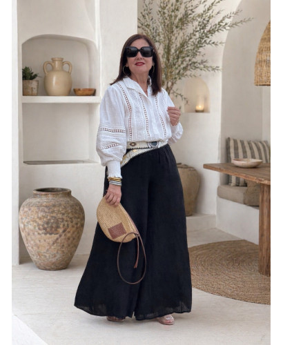 Pantalón lino negro pata de elefante 2