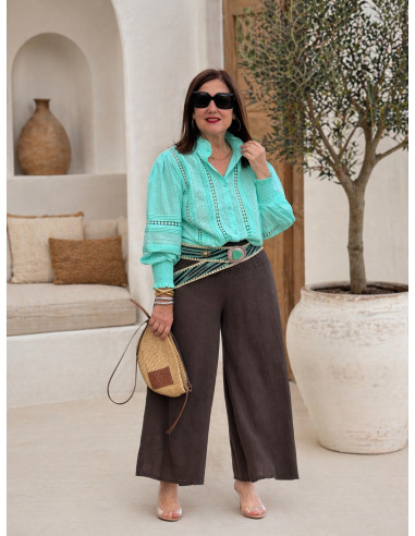 Pantalón Marrón Chocolate Pata Ancha