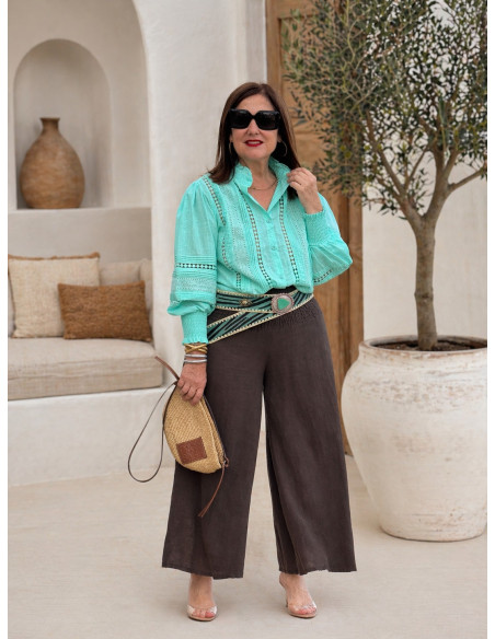 Pantalón Marrón Chocolate Pata Ancha