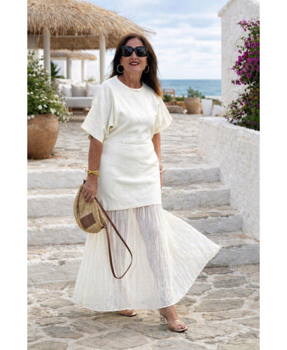 Vestido Crudo Punto & Plisado