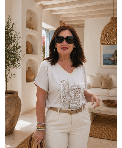 Camiseta cruda deportivas strass