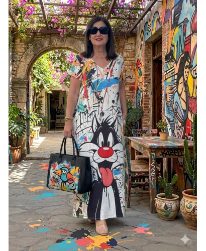 Vestido Largo con Estampado Artístico de Personaje y... 2