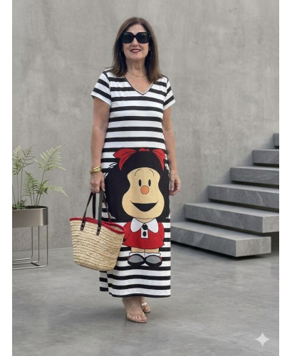 Vestido Largo con Estampado de Mafalda