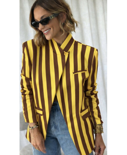 Chaqueta Rayas Mostaza Chic 2