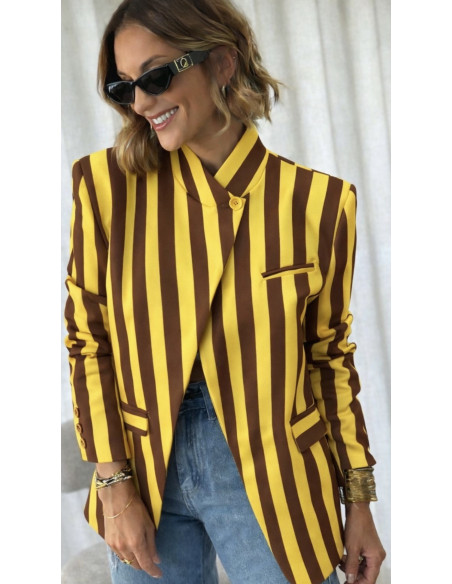 Chaqueta Rayas Mostaza Chic