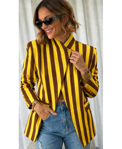 Chaqueta Rayas Mostaza Chic