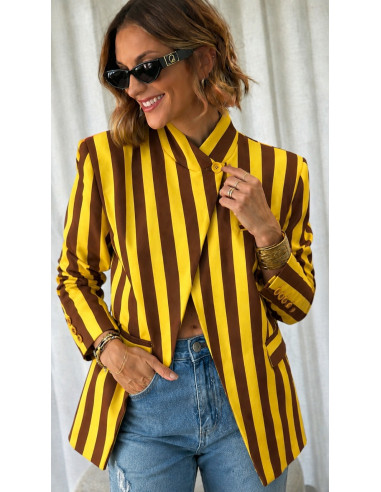 Chaqueta Rayas Mostaza Chic