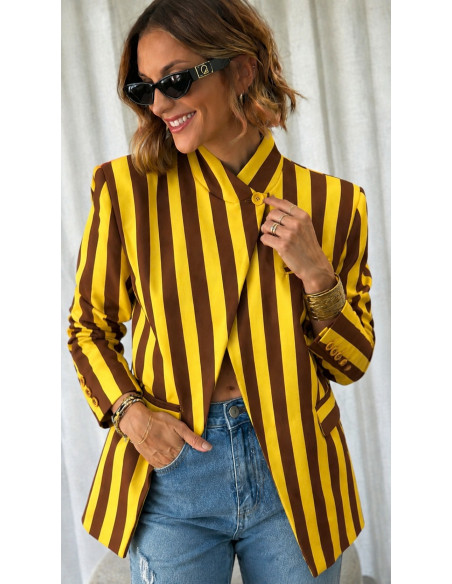 Chaqueta Rayas Mostaza Chic