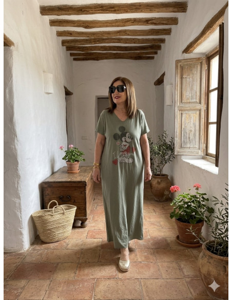 Vestido verde personaje strass