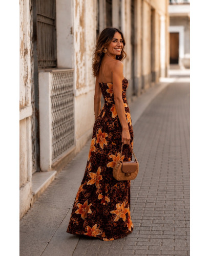 🐆 Vestido Tul Palabra de Honor Animal Print & Flores... 2