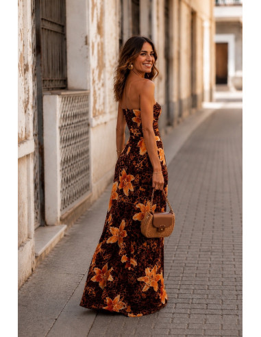 🐆 Vestido Tul Palabra de Honor Animal Print &...