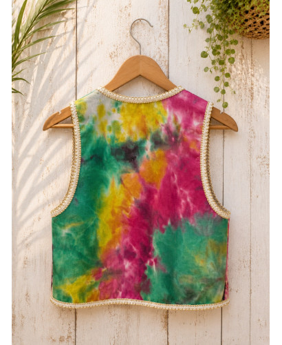 Chaleco tie dye con lentejuelas y estampado 2
