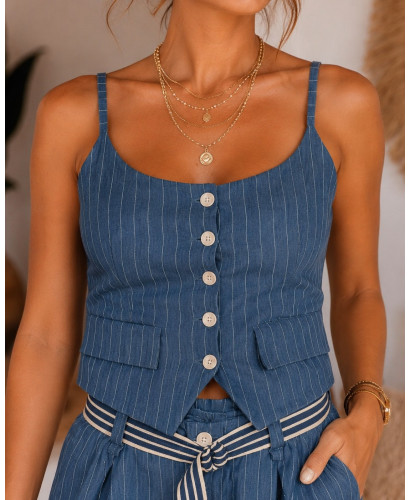 Chaleco Top Denim de Rayas 2