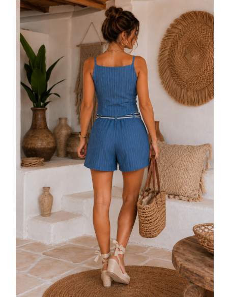 Chaleco Top Denim de Rayas