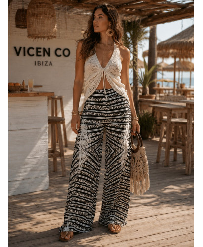 🌟 Pantalón Punto Seda Estampado franjas : Elegancia y...