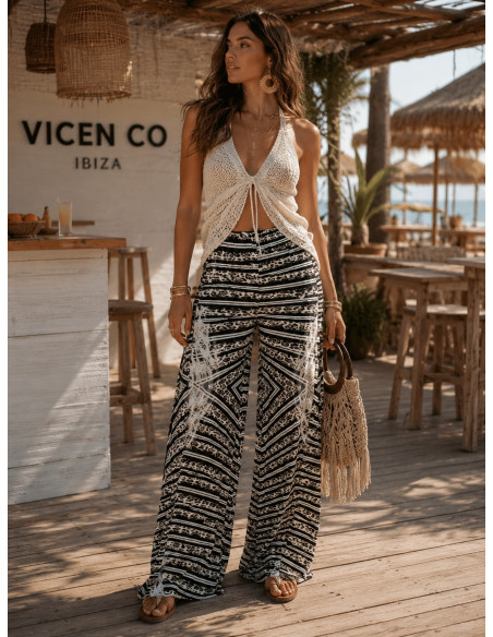 🌟 Pantalón Punto Seda Estampado franjas : Elegancia y Comodidad