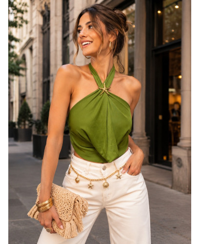 Top verde tul con estrella dorada