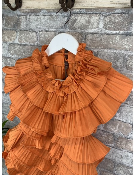 Top halter naranja con volantes