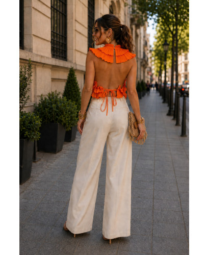 Top halter naranja con volantes 2