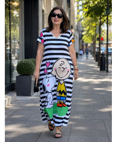 Vestido Largo  con Estampado de Personajes