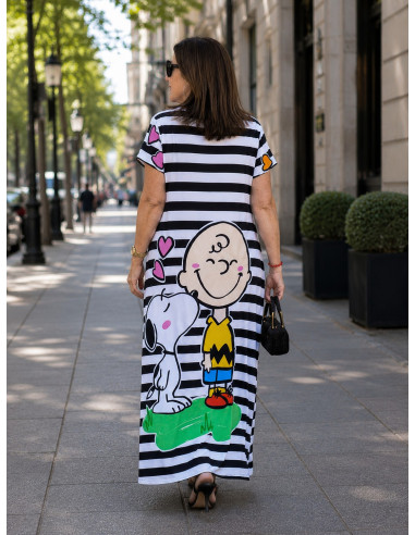 Vestido Largo  con Estampado de Personajes