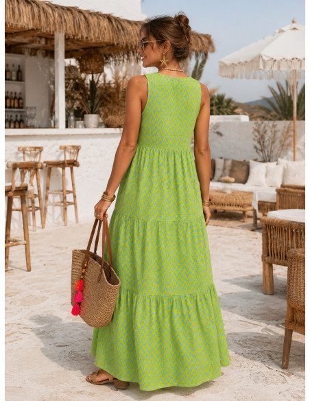 Vestido Halter Tropical Bordado