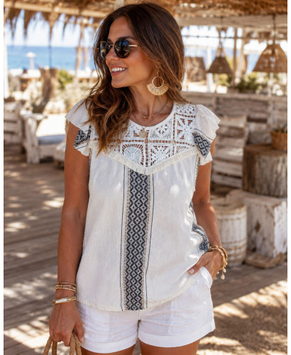 Blusa Crochet Étnica Azul 2