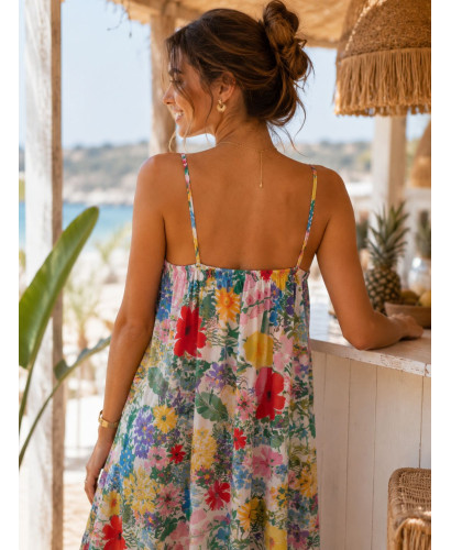 🌺 Vestido Jardín de Elegancia: Lencero Floral Blanco 2
