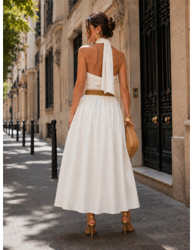 Falda Bordada blanca con Cintura Elástica