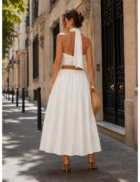 Falda Bordada blanca con Cintura Elástica