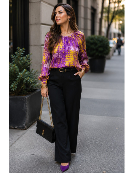 👚 Blusa Satén Malva y Lima