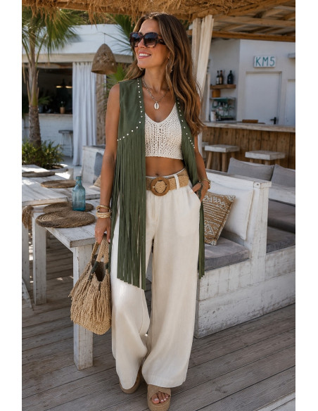 Chaleco Antelina tachas verde