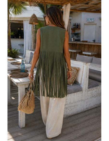 Chaleco Antelina tachas verde
