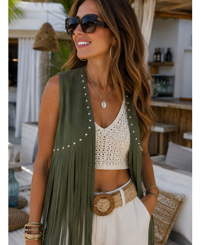 Chaleco Antelina tachas verde 2