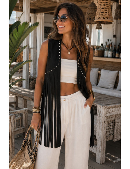 Chaleco Antelina tachas negro