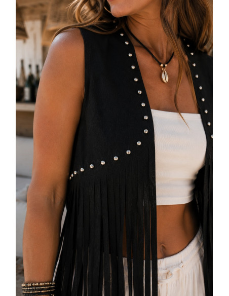 Chaleco Antelina tachas negro