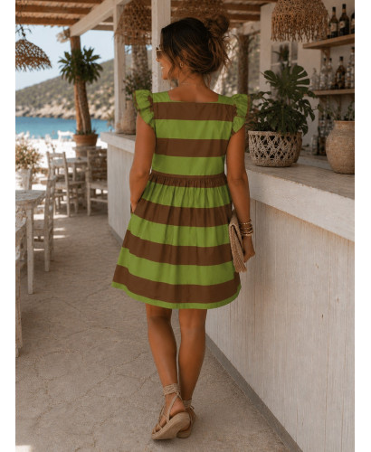 Vestido Rayas Chocolate & Verde 2
