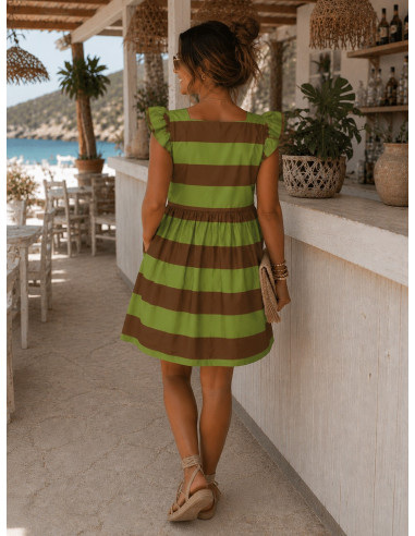 Vestido Rayas Chocolate & Verde