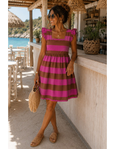Vestido Rayas Chocolate & Rosa