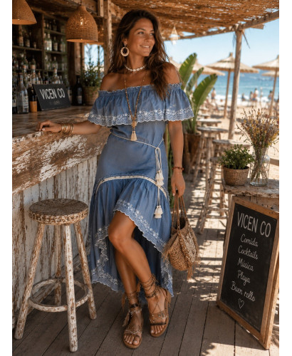 Vestido Boho Vaquero Bordado