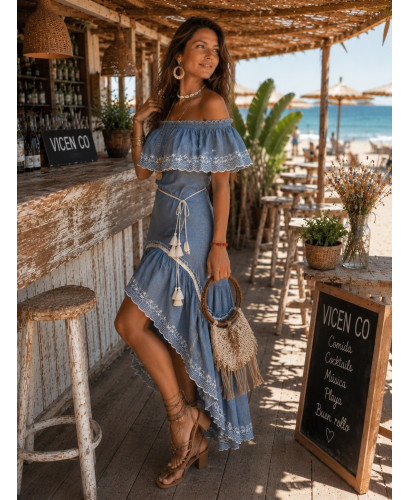 Vestido Boho Vaquero Bordado 2