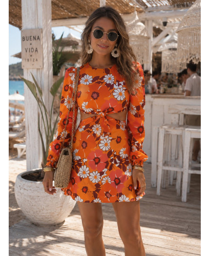 Vestido Retro Naranja Cut Out
